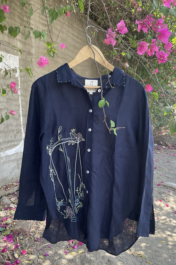 Libra Linen Shirt - Navy Blue