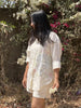 Leo (Zodiac) Women Linen Shirt - Off white Embroidered