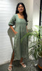 Linen Back Knot Dress - Old Olive