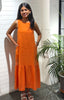 Linen Frida Sleeveless Long Dress - Orange