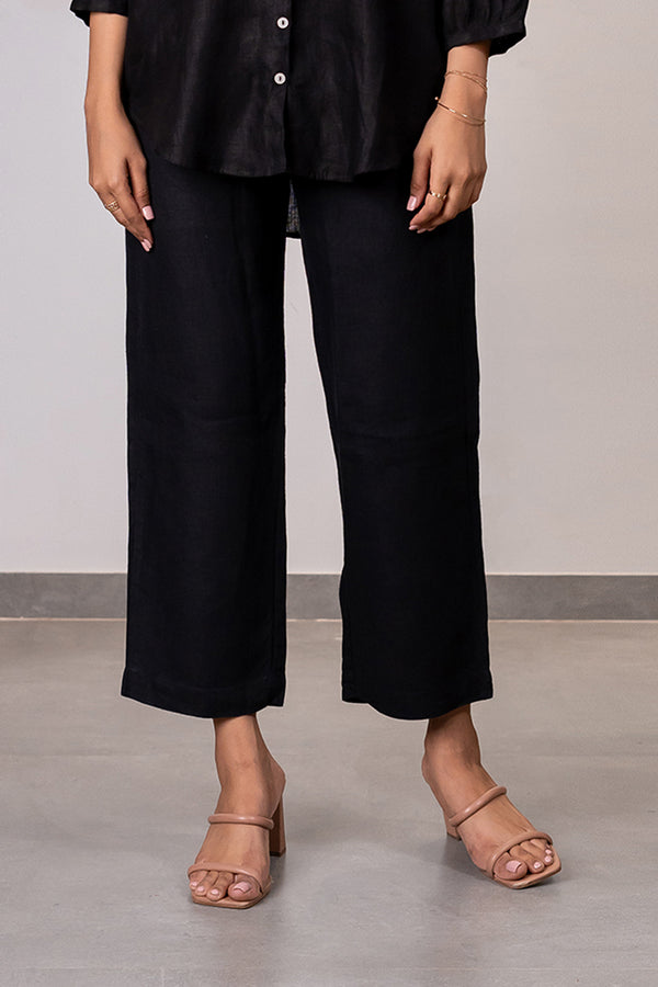 Ivan Linen Zipper Pants – Black