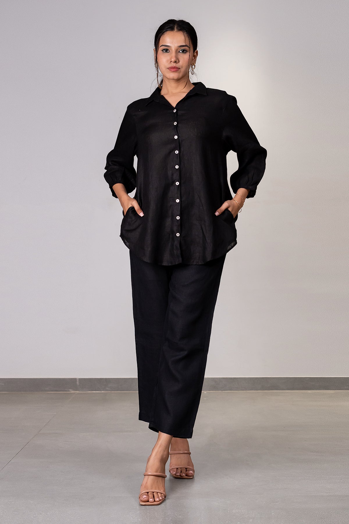 Ivan Linen Zipper Pants – Black