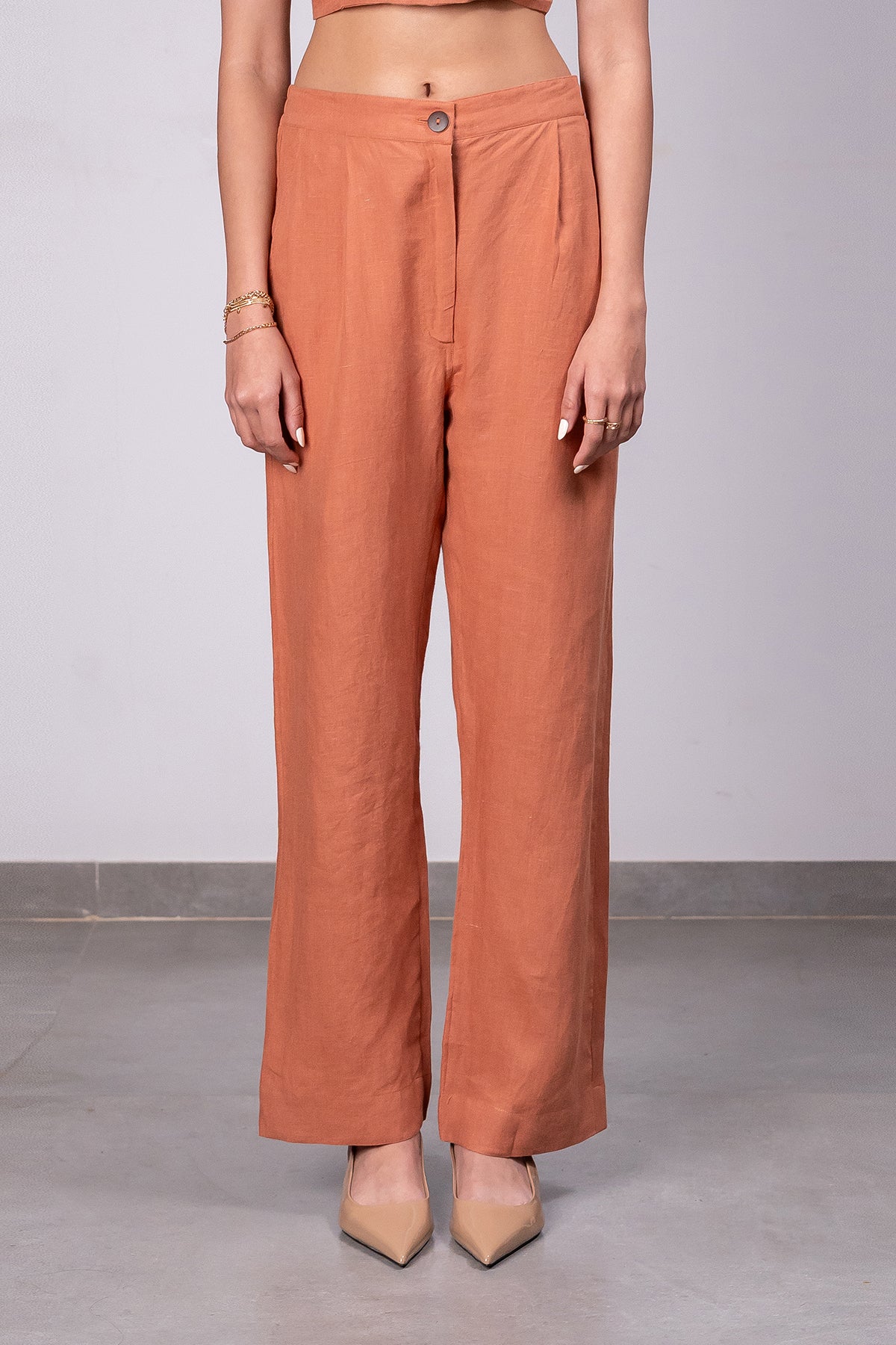 Ivan Linen Zipper Pants – Sand Brown