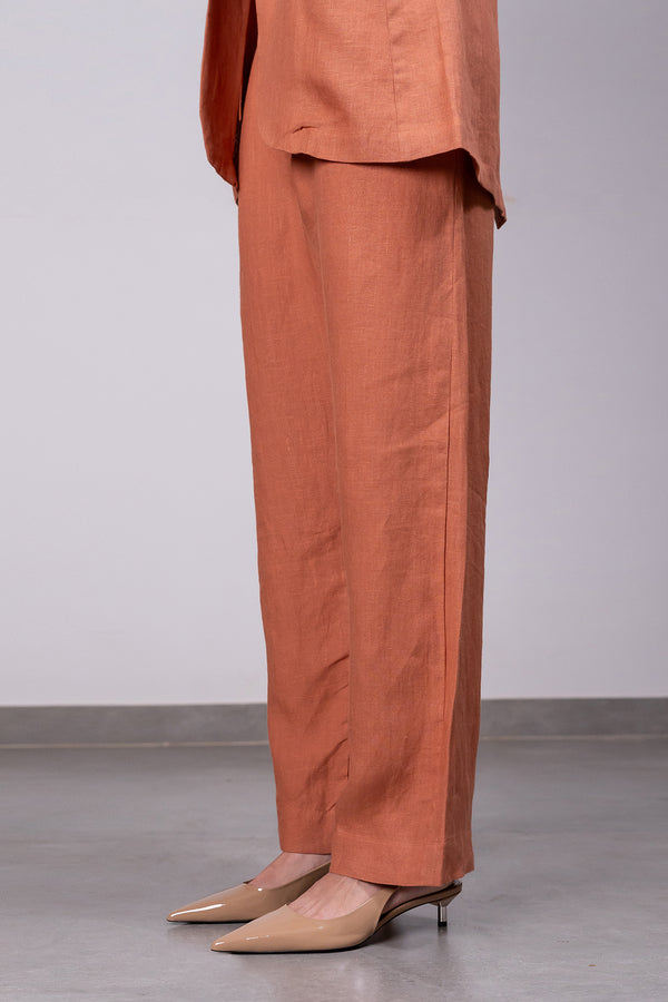 Ivan Linen Zipper Pants – Sand Brown