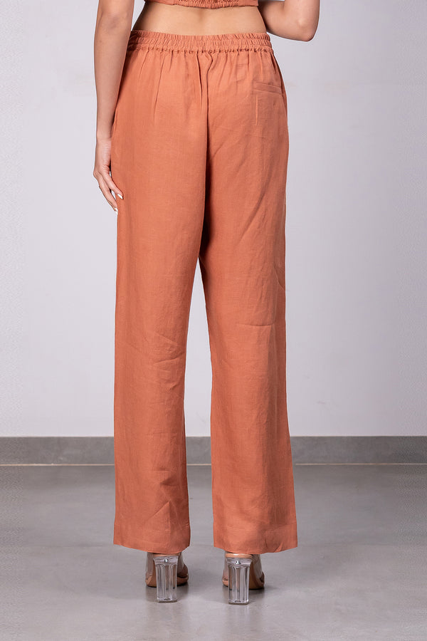 Ivan Linen Zipper Pants – Sand Brown