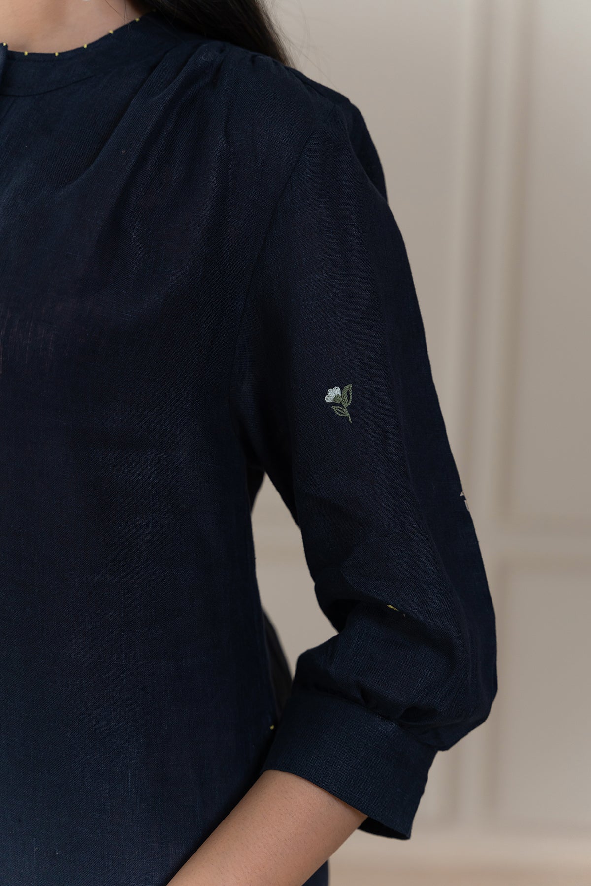 JULIETTE LINEN DRESS - Blue
