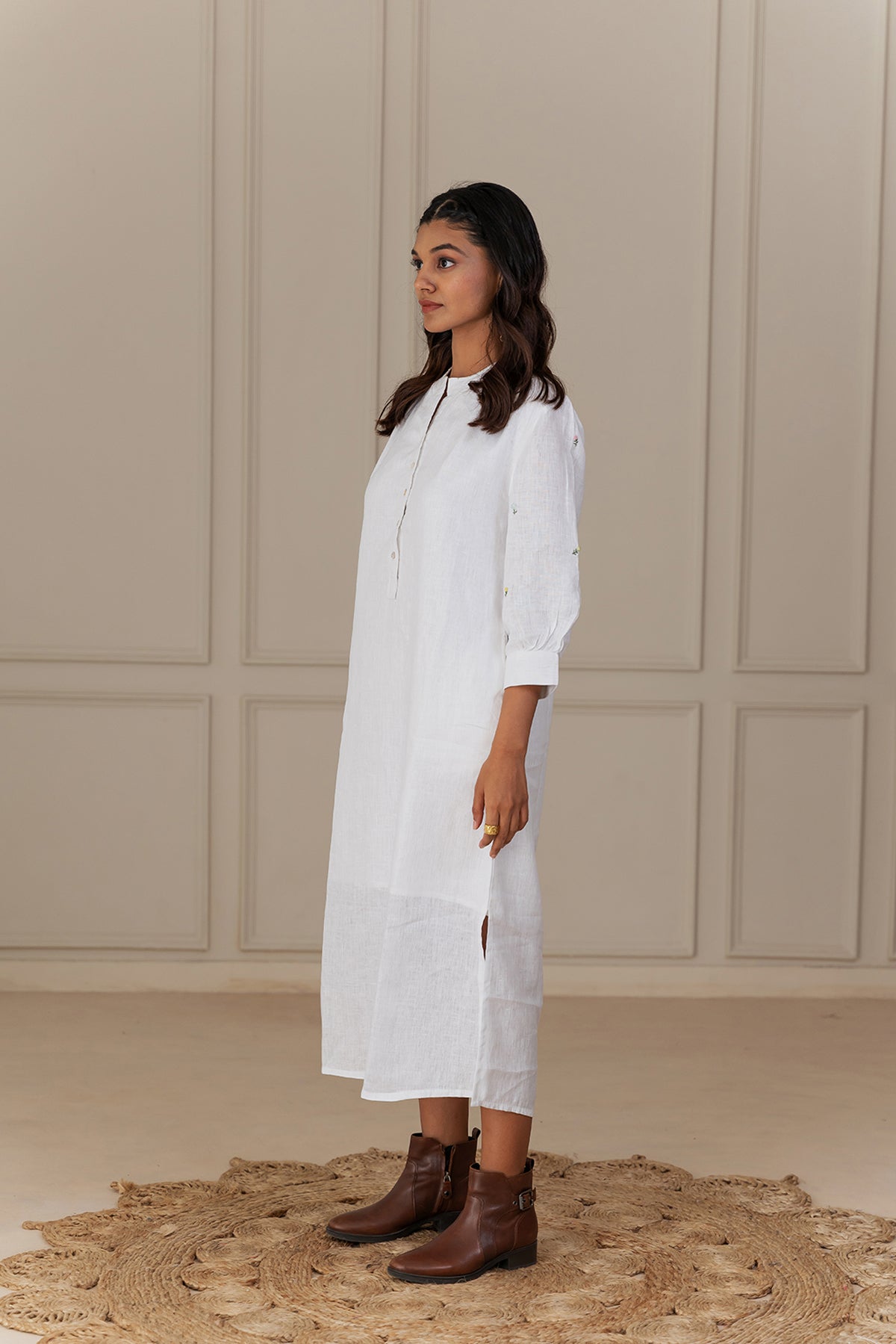 JULIETTE LINEN DRESS - White