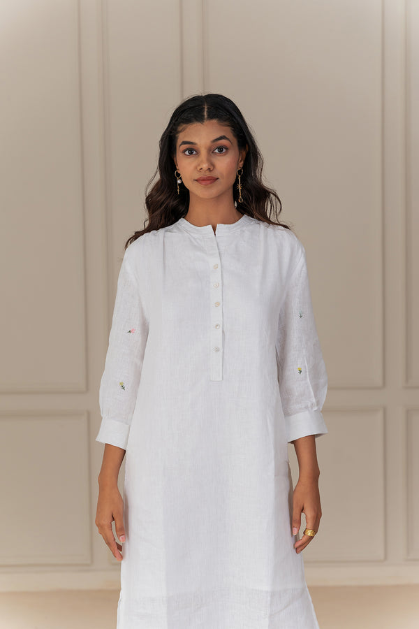 JULIETTE LINEN DRESS - White