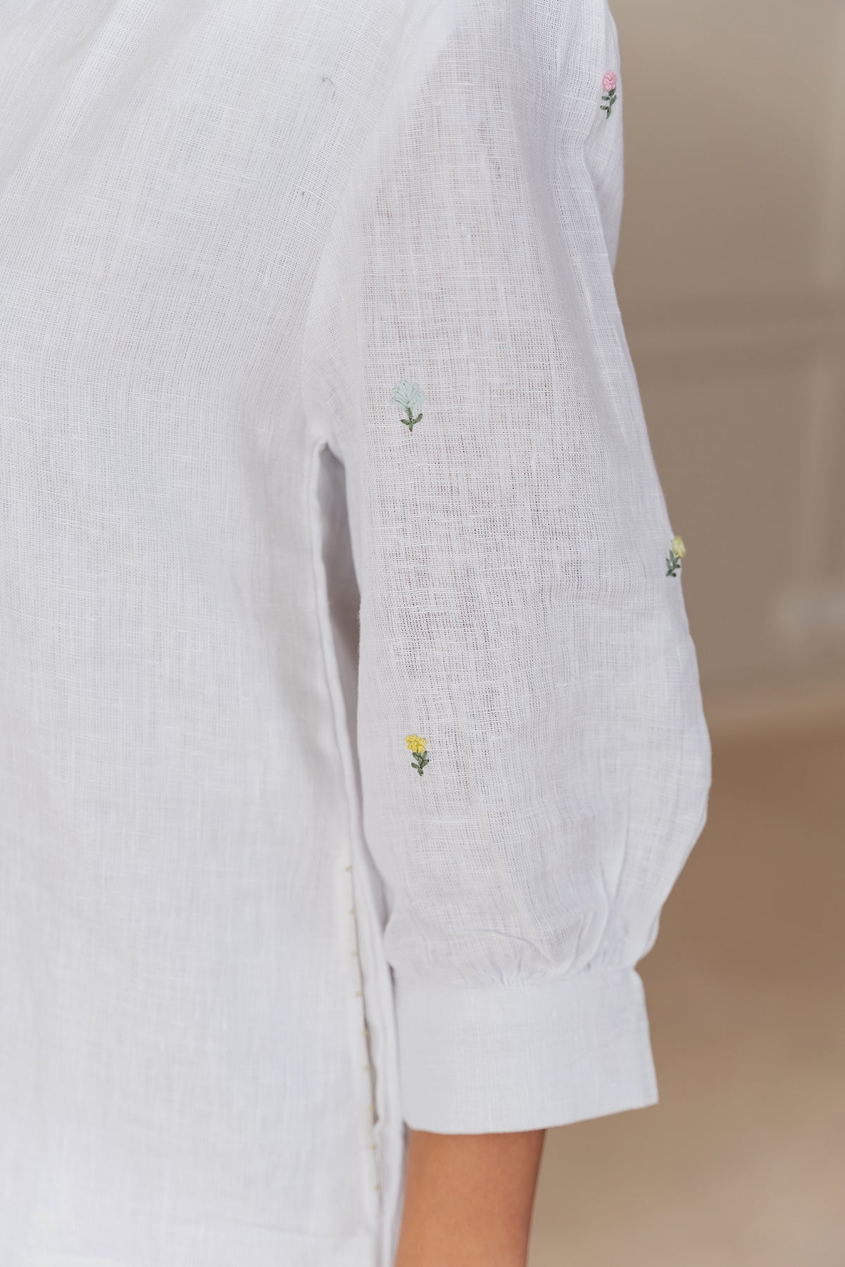 JULIETTE LINEN DRESS - White