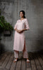 Janice Linen Half Placket kurta -  Light Pink