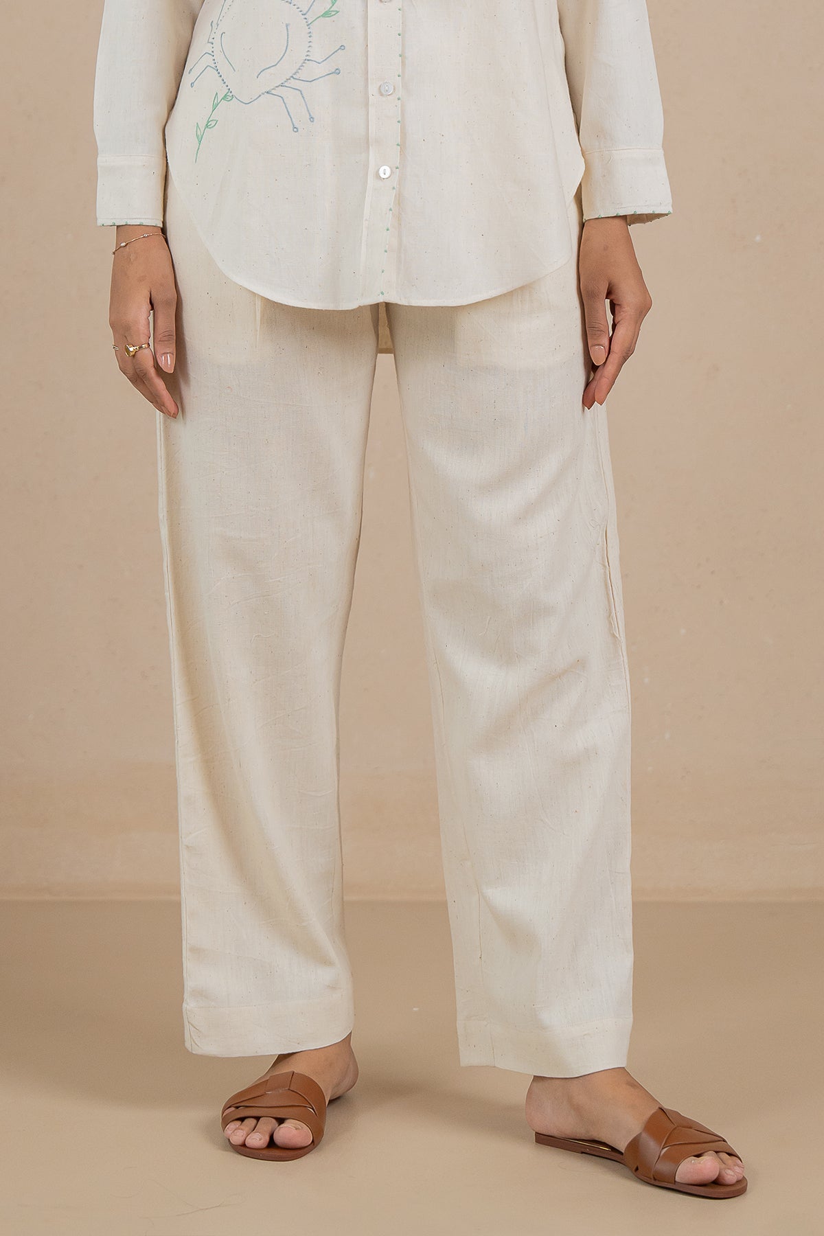 Kala Cotton Zipper Pants - Off-white