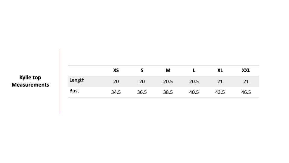 Size Chart 1