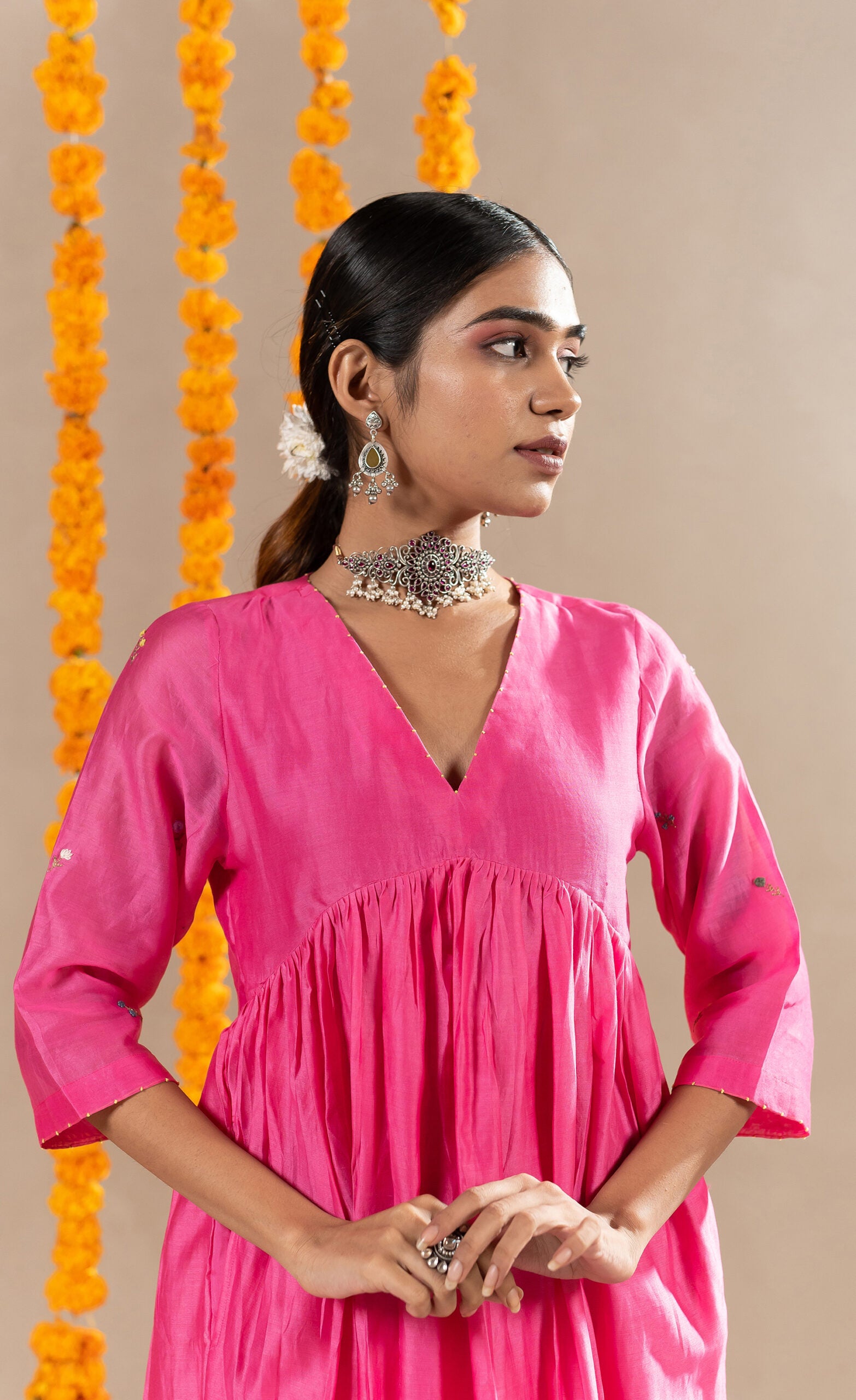 Kaner-Chanderi-Kurta-With-Pants-Pink-