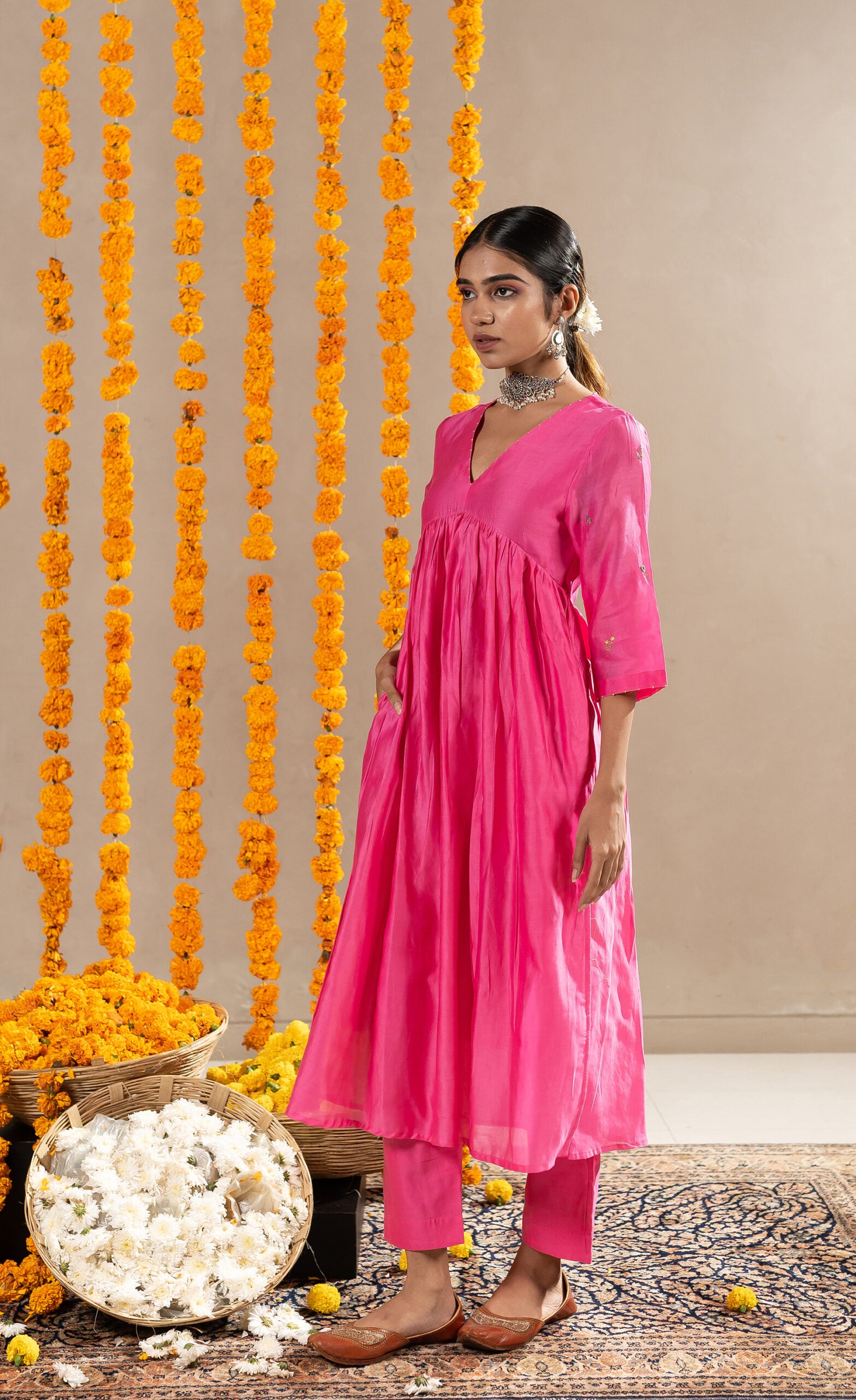 Kaner-Chanderi-Kurta-With-Pants-Pink-