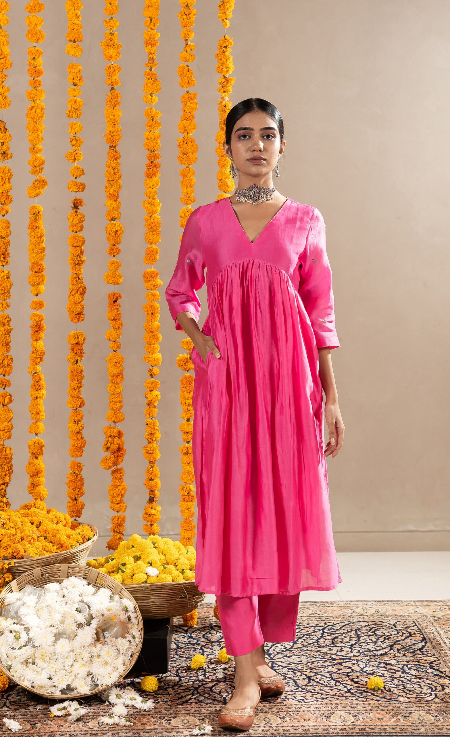 Kaner-Chanderi-Kurta-With-Pants-Pink-