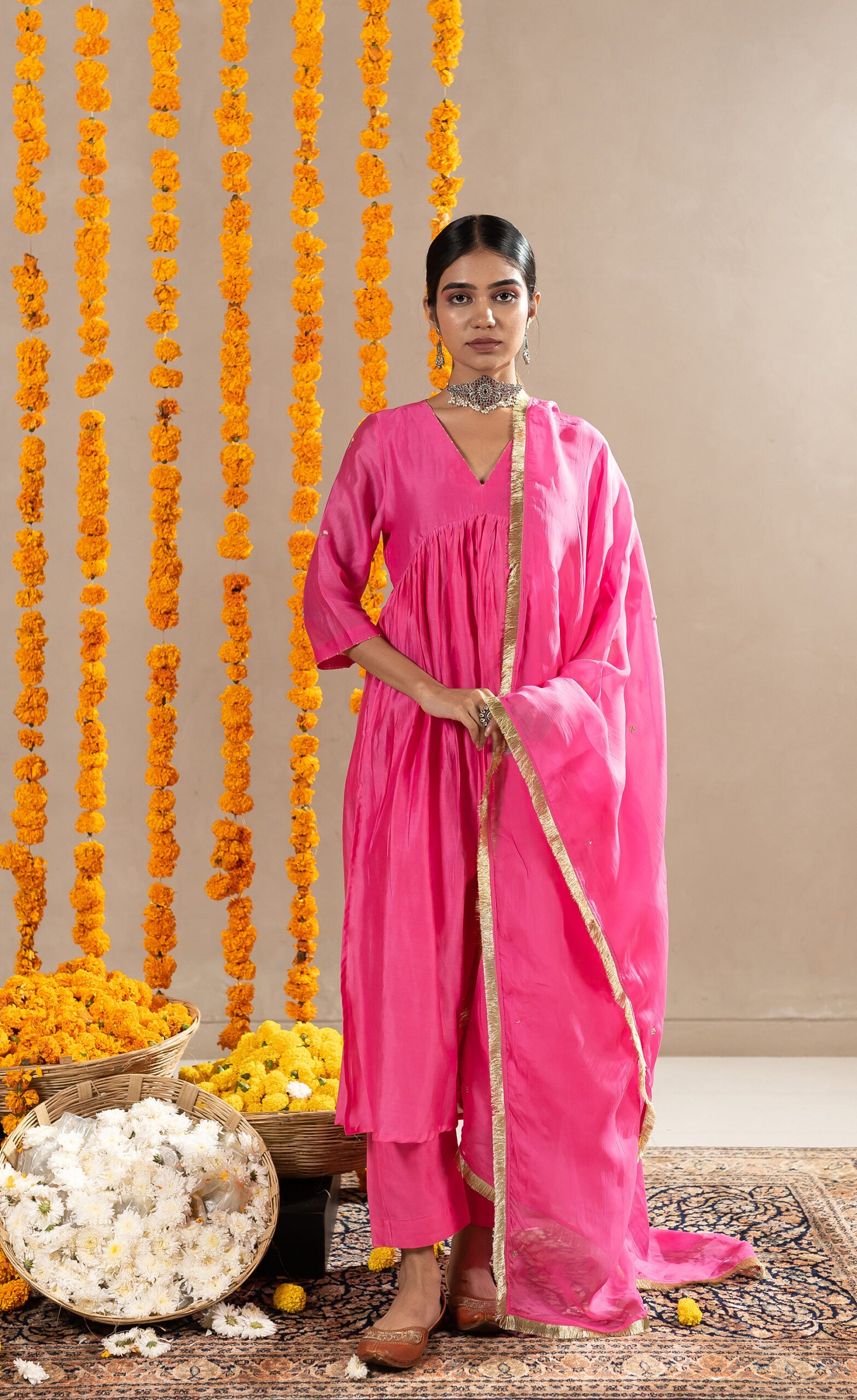 Kaner-Chanderi-Kurta-With-Pants-Pink-