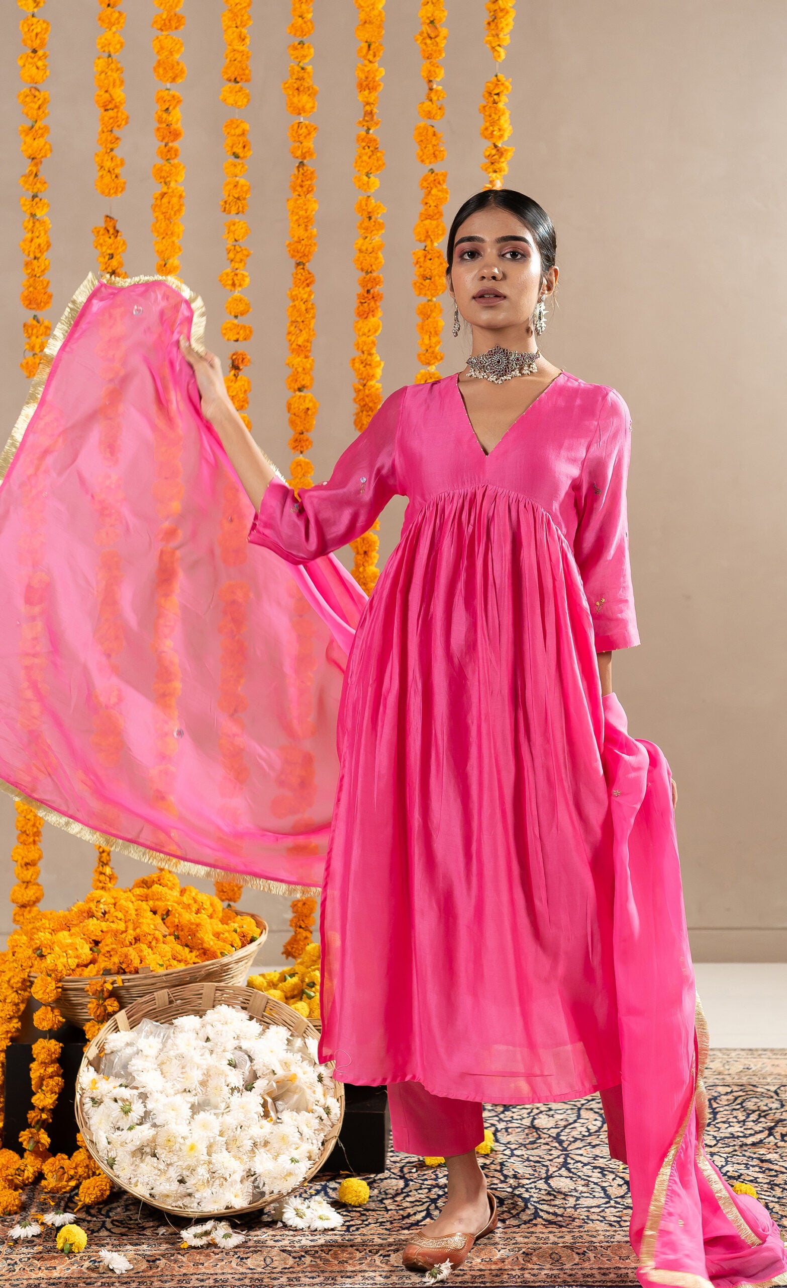 Kaner-Chanderi-Kurta-With-Pants-Pink-