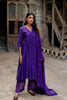 Khadi Moti Chanderi Silk Empire Gather Flair Kurta with Pants  - Purple