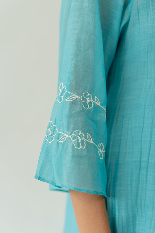 Kumud-Chanderi-Kali-Kurta-and-Pant-Set-Caribbean-Blue-