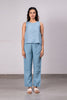 Kylie Linen Top- Icy Blue