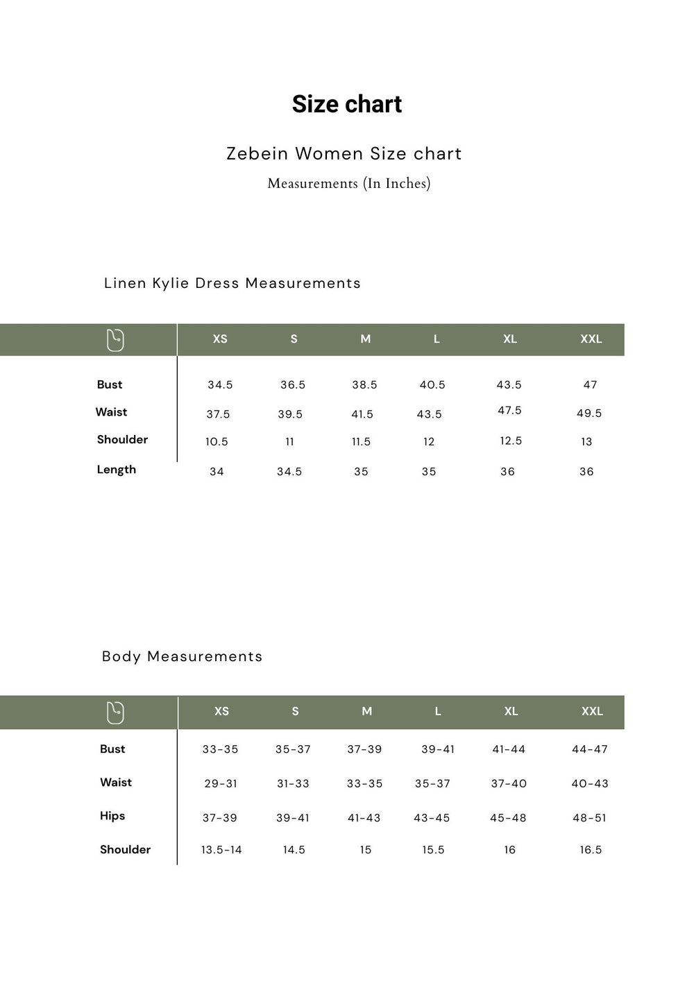 Size Chart 1