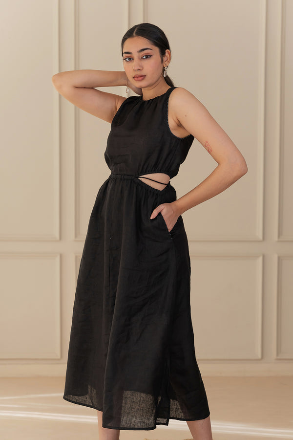 Laurel Linen Dress - Black
