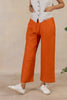 Linen Front Zipper Pants - Tan Rust