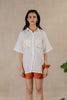 Linen Front Zipper Shorts - Tan Rust