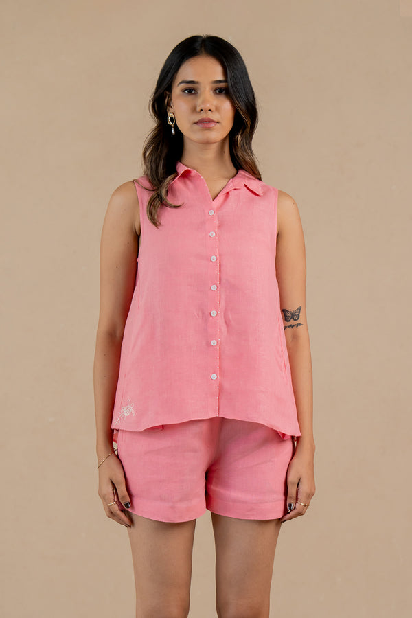 Linen-Collar-Panel-Top-Flamingo-Pink-