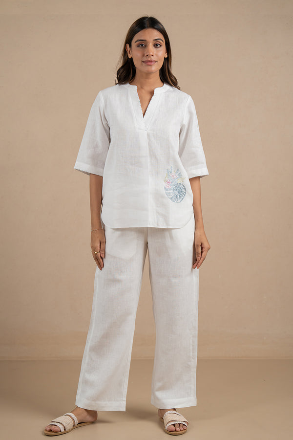 Linen Delta Top- Marble White