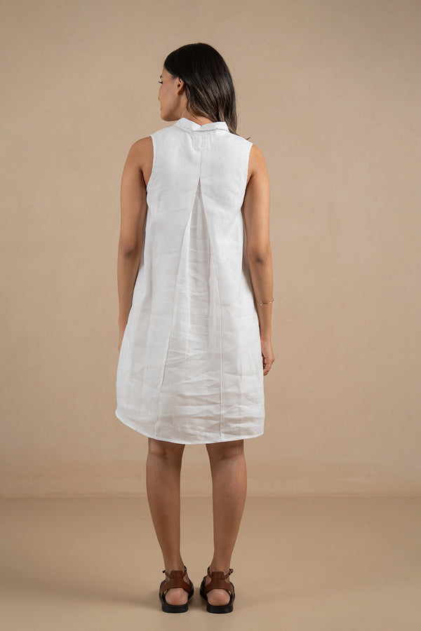 Linen-Kai-sleeveless-dress-Marble-White-