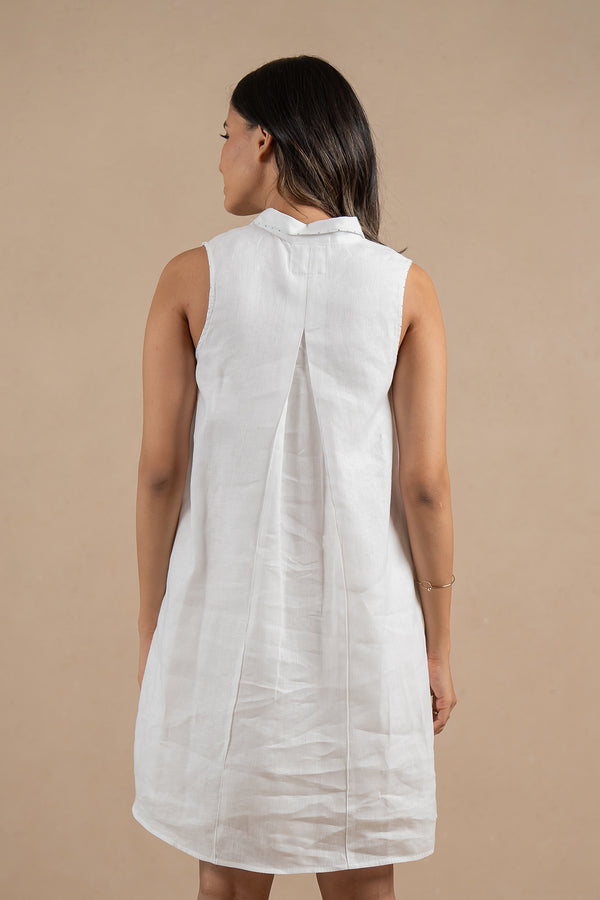 Linen-Kai-sleeveless-dress-Marble-White-