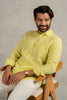 Linen Men Classic Collar Shirt- Lime