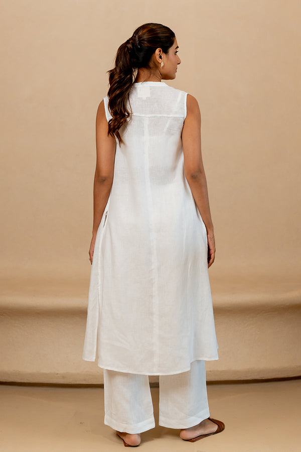 Linen-Sleeveless-Pearl-Kurta-and-Pant-set-Marble-White-