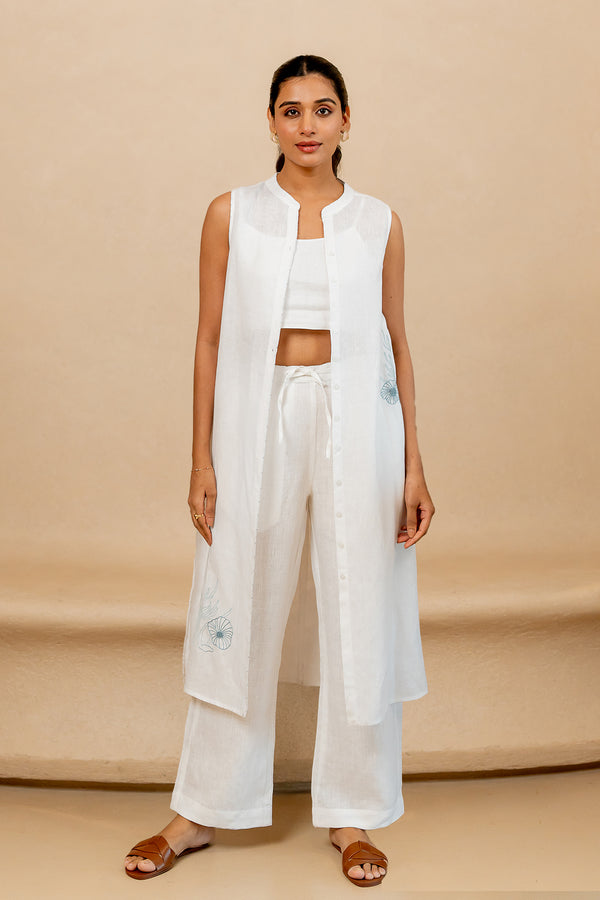 Linen-Sleeveless-Pearl-Kurta-and-Pant-set-Marble-White-