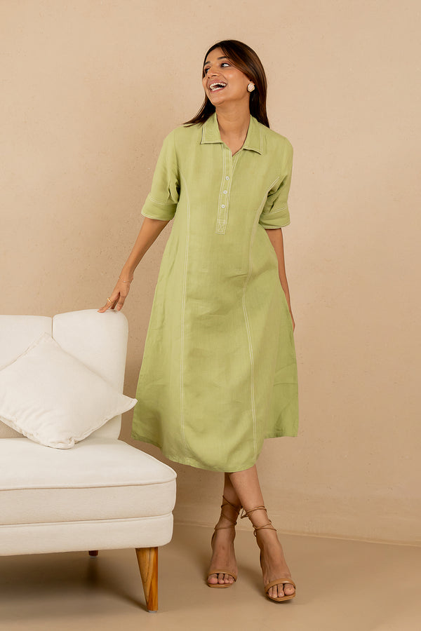 Linen-Stitchline-Dress-Algae-Green-