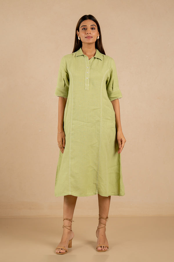 Linen-Stitchline-Dress-Algae-Green-