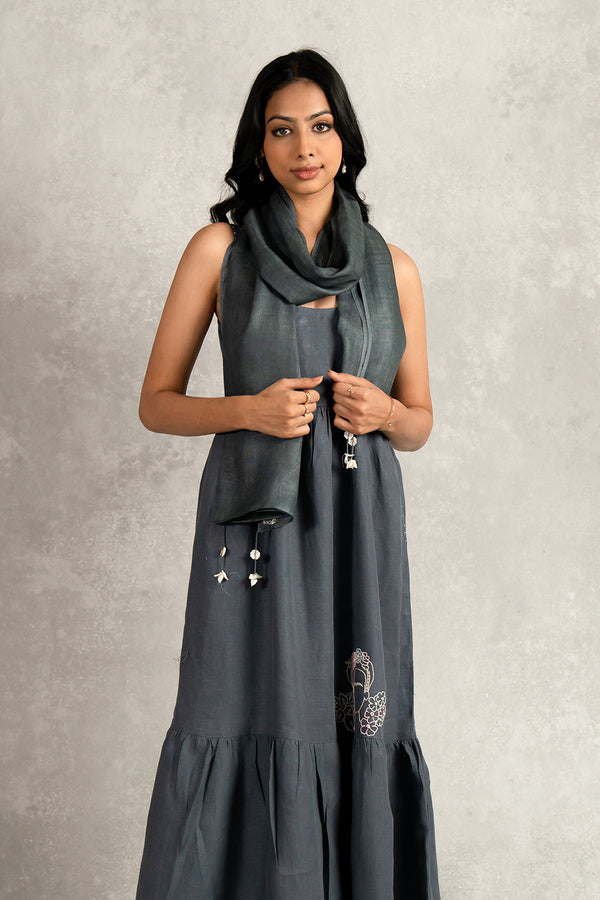 Linen Stole – Charcoal Grey