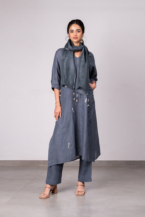 Linen Stole – Charcoal Grey