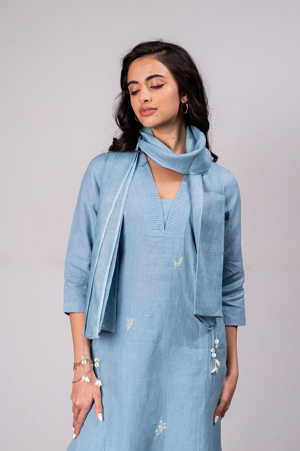 Linen Stole – Icy Blue