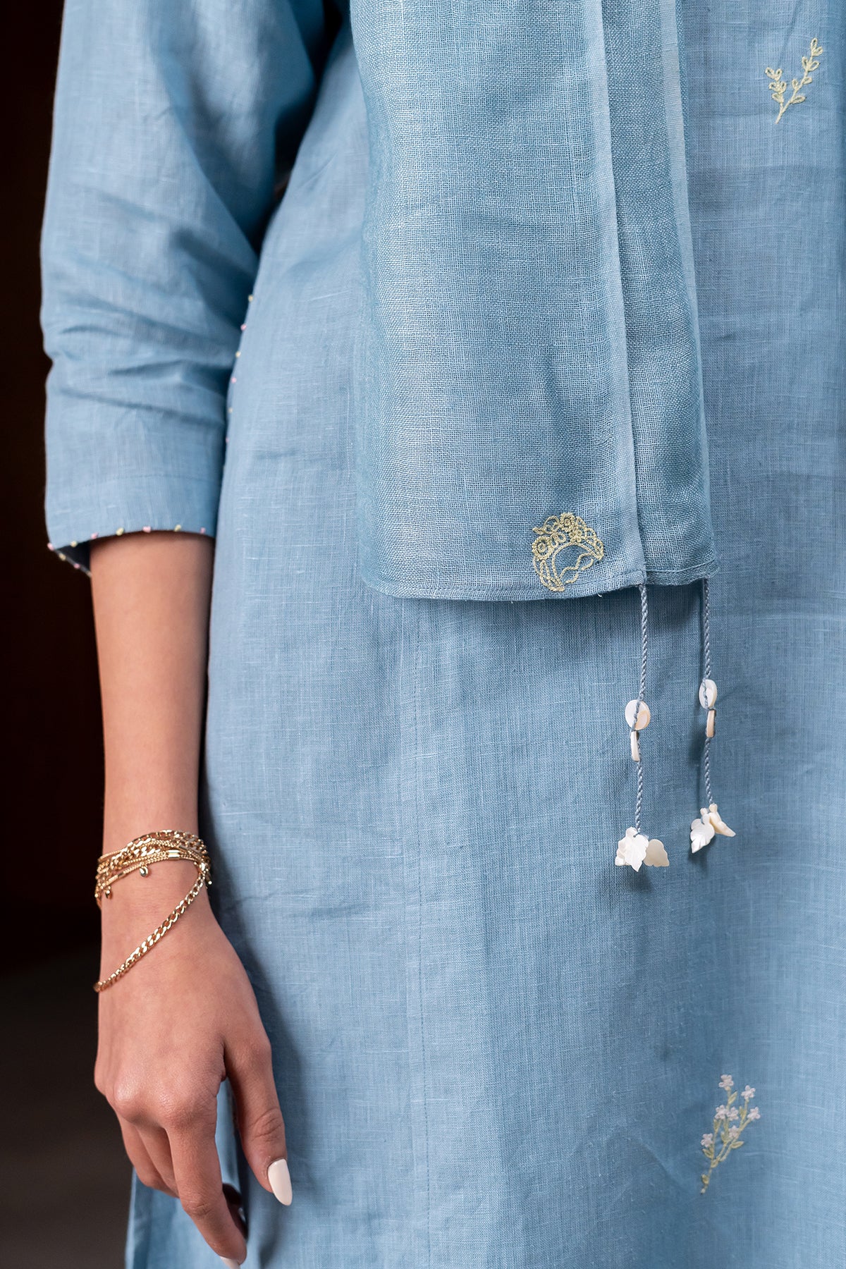 Linen Stole – Icy Blue