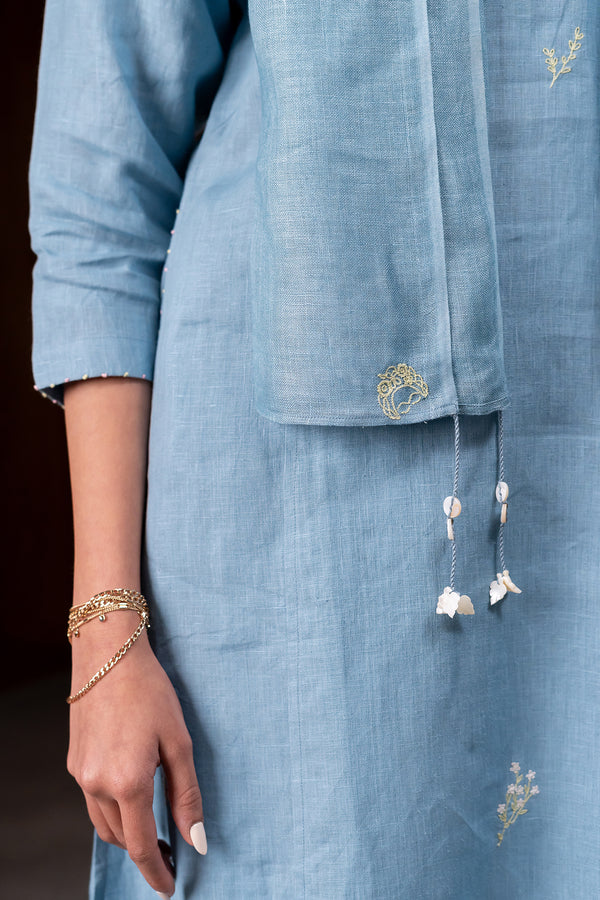 Linen Stole – Icy Blue