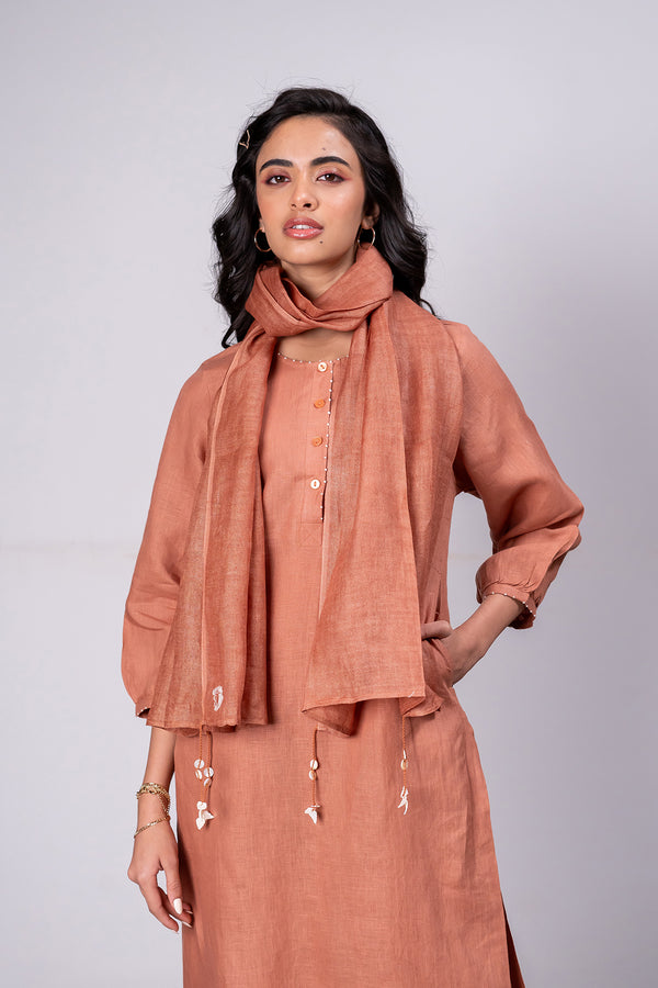 Linen Stole – Sand Brown