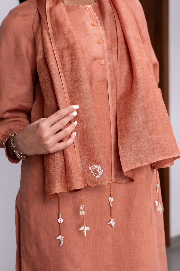 Linen Stole – Sand Brown