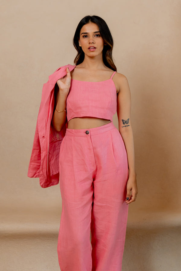 Linen-Strap-crop-Top-Flamingo-Pink-