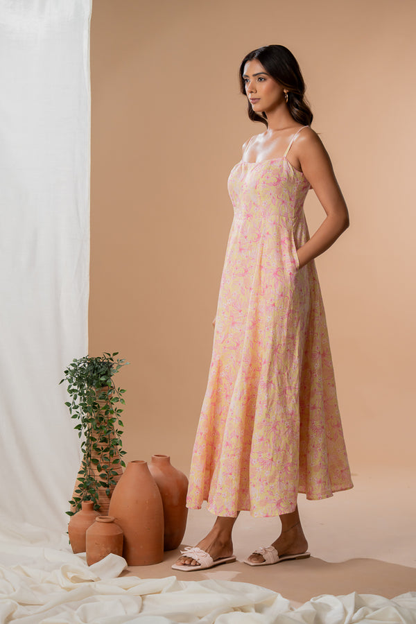 floral jacquard a-line dress in white Scoop Neck A-Line Dress 0 / IVORY main image 1