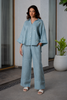 Linen Backloop shirt- Caribbean Blue