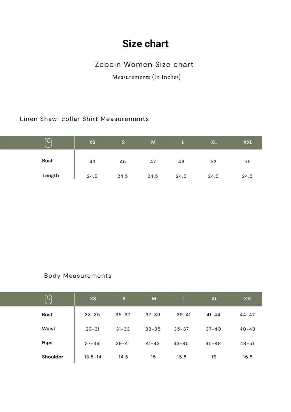 Size Chart 1