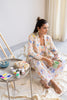 Linen Women Blazer- Printed White