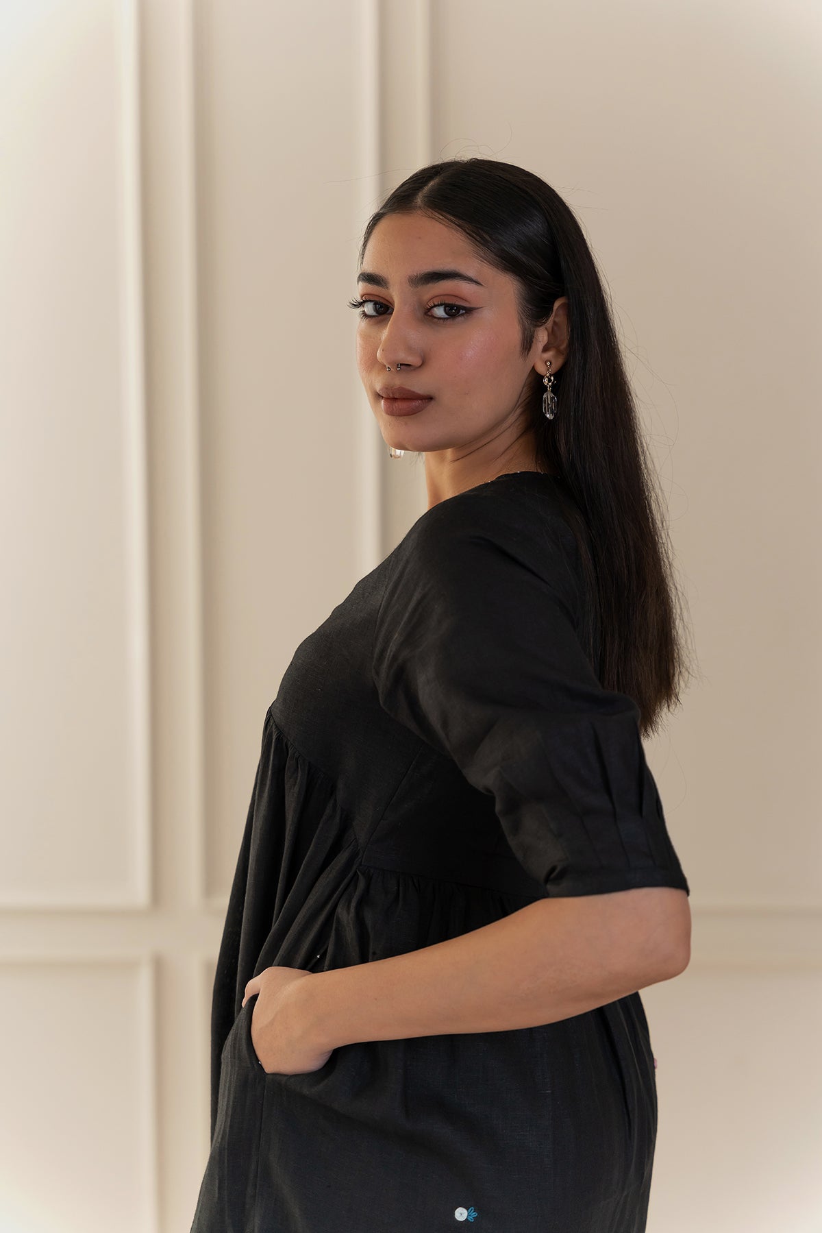 Meadow Linen Dress - Black